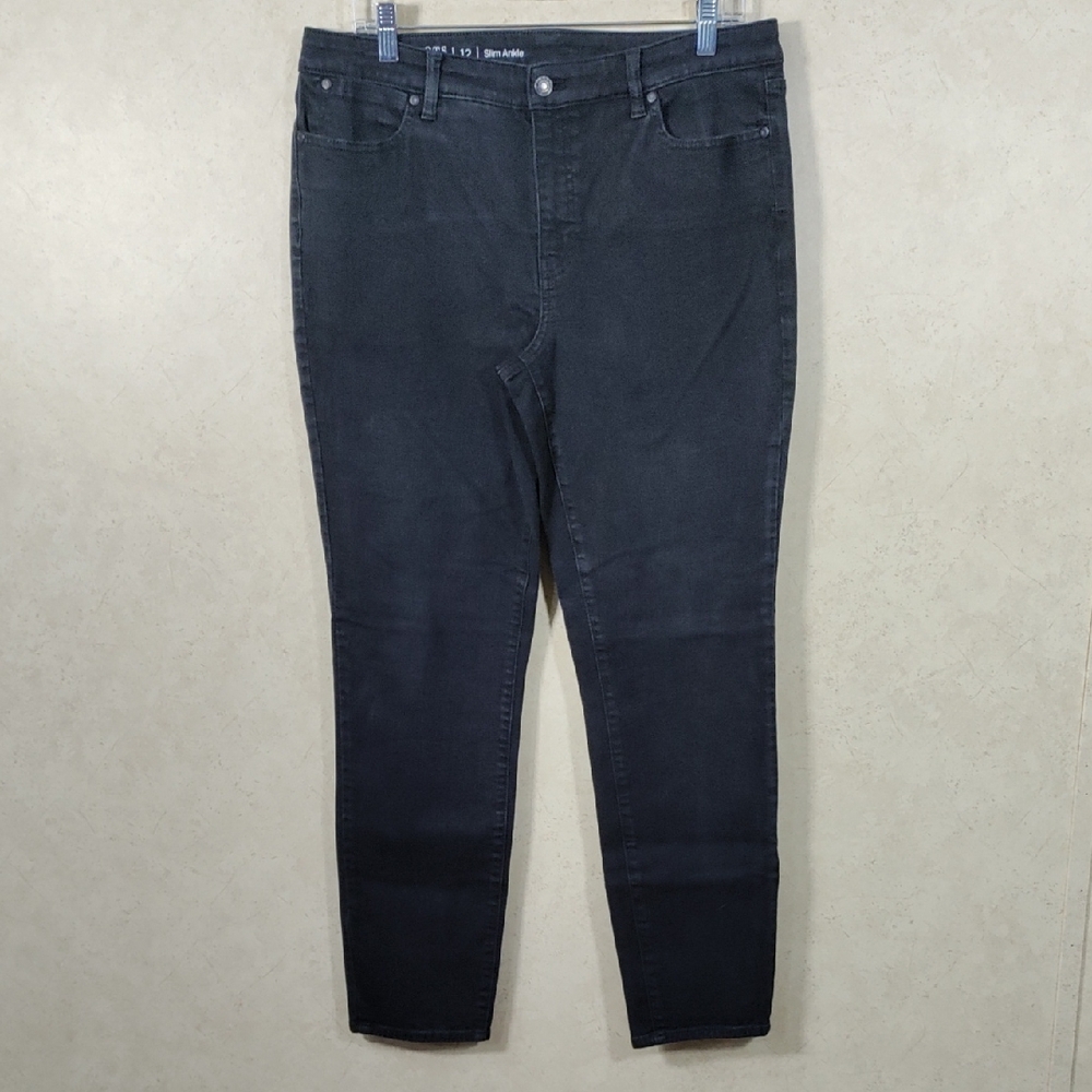 6113 Talbots Flawless black Slim Ankle Jeans 12